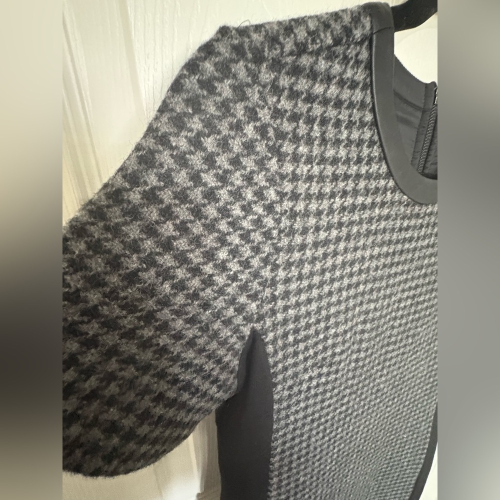 J.Crew Mixed Houndstooth Tweed & Leather Dress | Size 2 Tall | Classic Career - Picture 10 of 12